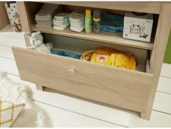 Vente-unique Babymeubel-Olja Commode Met 2 Lades En 1 Plank, Eiken Decor.