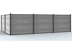 EXPERTLAND Afscherming En Omheining-Omheining H156 Cm - Set Van 6 Latten In Composiet + 1 Lichtgrijze Paal - Enola