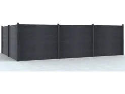 EXPERTLAND Afscherming En Omheining-Omheining H156 Cm - Set Van 6 Latten In Composiet + 1 Antraciet Paal - Enola