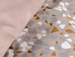 OZAIA Beddengoed-Omkeerbaar Dekbedovertrek Terrazzo Van Katoen 57 Draden /Cm - Dekbedhoes 220 X 240 Cm + 2 Kussenslopen 63 X 63 Cm - Meerdere Kleuren - Terazino