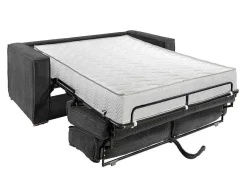 Vente-unique Slaapbank Met Matras-Omkeerbare Driezits-Express-Slaapbank Van Antracietkleurig Ribfluweel - Bed 140 Cm - Matras 22 Cm Loreto