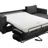 Vente-unique Speciale Modellen Zitbanken & Fauteuils-Omkeerbare Express-Hoekslaapbank Van Antracietgrijs Ribfluweel - Bed Met Brede Latten 140 Cm - Matras 14 Cm Loreto