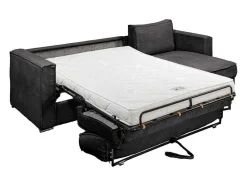 Vente-unique Speciale Modellen Zitbanken & Fauteuils-Omkeerbare Express-Hoekslaapbank Van Antracietgrijs Ribfluweel - Bed Met Brede Latten 140 Cm - Matras 14 Cm Loreto