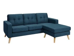 Vente-unique Scandinavisch-Omkeerbare Hoekbank Bartholome In Stof - Donkerblauw