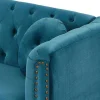 Vente-unique Chesterfield Zitbank-Omkeerbare Hoekbank Van Blauwgroen Velours Turner