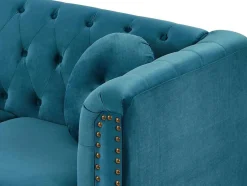 Vente-unique Chesterfield Zitbank-Omkeerbare Hoekbank Van Blauwgroen Velours Turner