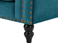 Vente-unique Chesterfield Zitbank-Omkeerbare Hoekbank Van Blauwgroen Velours Turner