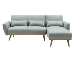 Vente-unique Scandinavisch-Omkeerbare Hoekslaapbank Van Grijsgroene Stof Andino