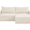 Vente-unique Vierzitsbank-Omkeerbare Hoekslaapbank Van Beige Ribfluweel Met Brede Ribbels Asturio