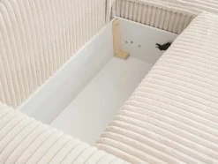 Vente-unique Vierzitsbank-Omkeerbare Hoekslaapbank Van Beige Ribfluweel Met Brede Ribbels Asturio