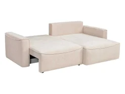 Vente-unique Vierzitsbank-Omkeerbare Hoekslaapbank Van Beige Stof Met Textuur Asturio