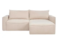 Vente-unique Vierzitsbank-Omkeerbare Hoekslaapbank Van Beige Stof Met Textuur Asturio