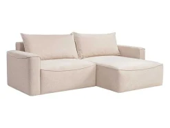 Vente-unique Vierzitsbank-Omkeerbare Hoekslaapbank Van Beige Stof Met Textuur Asturio