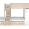 Vente-unique Kinderbed-Omkeerbare Hoekstapelbed Ricardo - 2 X 90X190Cm - Opbergruimte - Eiken En Wit