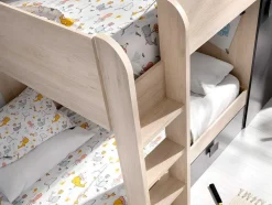 Vente-unique Kinderbed-Omkeerbare Hoekstapelbed Ricardo - 2 X 90X190Cm - Opbergruimte - Grijs En Antraciet