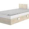 Vente-unique Bed Met Slaaplade-Onderschuifbed - 2 X 90 X 190 Cm - Kleuren: Eiken En Wit - Sonia
