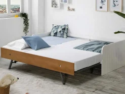 Vente-unique Kinderbed-Onderschuifbed Juliette - 2 X 90 X 190 Cm - Wit
