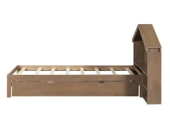 ModernLuxe Bed Met Slaaplade-Onderschuifbed Voor Kinderen - 90X200Cm - Hoofdeinde In Huisvorm - Massief Hout - Bruin