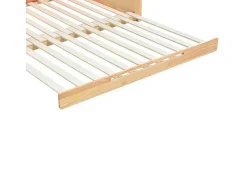 ModernLuxe Kinderbed-Onderschuifbed 140X200Cm In Massief Grenen - Fluwelen Hoofdeinde - Oranje & Wit