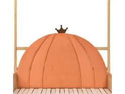ModernLuxe Kinderbed-Onderschuifbed 140X200Cm In Massief Grenen - Fluwelen Hoofdeinde - Oranje & Wit