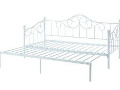 Vente-unique Bed Met Slaaplade-Onderuitschuifbed Sebille - Metaal - 90 X 200 Cm - Wit