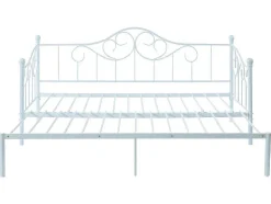 Vente-unique Bed Met Slaaplade-Onderuitschuifbed Sebille - Metaal - 90 X 200 Cm - Wit