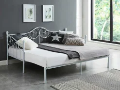 Vente-unique Bed Met Slaaplade-Onderuitschuifbed Sebille - Metaal - 90 X 200 Cm - Wit