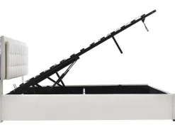 Vente-unique Aanbiedingen: Slaapkamer & Kantoor-Opbergbed 180 X 200 Cm - Pu Leer - Led'S - Lattenbodem - Wit