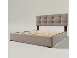 ModernLuxe Fluwelen Bed-Opbergbed 140X200Cm - Stof Fluweel - Met Verstelbaar Hoofdeinde + Lattenbodem - Grijs
