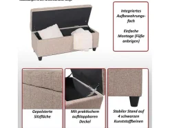 Vente-unique Kleine Opberger En Slaapkameraccessoire-Opbergkist Kriens, Belettering, Grijs