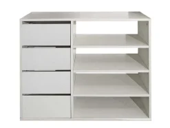 Vente-unique Schoenenkast-Opbergmeubel En Schoenenkast Emeric - 4 Laden & 4 Nissen - Wit