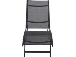 MYLIA Ligstoel-Opstapelbare Ligstoel Van Aluminium En Textileen - Zwart - Zensia
