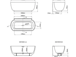 Shower & Design Halfvrijstaand Bad-Ovaal Halfvrijstaand Bad - 240 L - 150 X 76 X 58 Cm - Wit - Acryl - Vogler