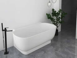 Shower & Design Halfvrijstaand Bad-Ovaal Halfvrijstaand Bad - 240 L - 150 X 76 X 58 Cm - Wit - Acryl - Vogler