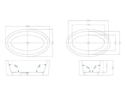 Shower & Design Vrijstaand Bad-Ovaal Losstaand Bad - 251L - 185 X 90 X 58 Cm - Wit - Acryl - Marmati
