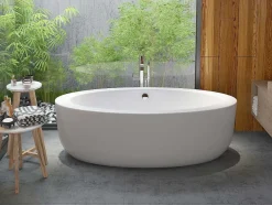 Shower & Design Vrijstaand Bad-Ovaal Losstaand Bad - 251L - 185 X 90 X 58 Cm - Wit - Acryl - Marmati