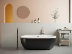Shower & Design Vrijstaand Bad-Ovaal Vrijstaand - 200 L - 170 X 80 X 58 Cm - Mat Zwart - Acryl - Neptuna