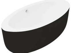 Shower & Design Vrijstaand Bad-Ovaal Vrijstaand Bad - 251 L - 185 X 90 X 58 Cm - Zwart - Acryl - Marmati