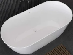 Shower & Design Vrijstaand Bad-Ovaal Vrijstaand Bad - 210L - 150 X 74 X 57 Cm - Wit - Acryl - Mobula