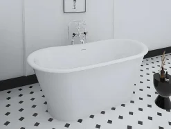 Shower & Design Vrijstaand Bad-Ovaal Vrijstaand Bad - Retro-Stijl - 180 L - 150 X 74 X 63 Cm - Wit - Acryl - Pelmato