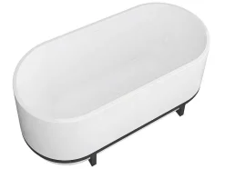 Shower & Design Vrijstaand Bad-Ovaal Vrijstaand Bad Met Metalen Decoratie - 230 L - 160 X 75 X 60 Cm - Wit - Acryl - Pleco