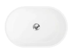 Shower & Design Wastafel-Ovale Wastafel Van Solid Surface - Wit - 58 Cm - Sengli
