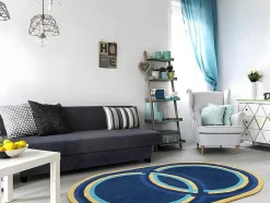 OZAIA Woonkamertapijt-Ovale Wollen Tapijt Komiza - Handgetuft - 150 X 230 Cm - Marineblauw