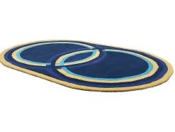 OZAIA Woonkamertapijt-Ovale Wollen Tapijt Komiza - Handgetuft - 150 X 230 Cm - Marineblauw