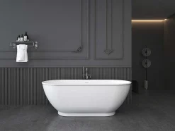 Shower & Design Vrijstaand Bad-Ovalen Vrijstaand Bad - 240 L - 170 X 75 X 60 Cm - Wit - Acryl - Mobula