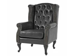 Vente-unique Fauteuil Met Holle Rugleuning-Oxford Fauteuil, Zwart Zonder Voetenbank