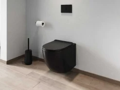 Vente-unique Hangend Toilet-Pakket Zwevend Toilet Mat Zwart Met Frame En Drukplaat - Javoine