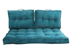 OZAIA Huistextiel-Palletkussen - 120 X 80 X 10 Cm - Ribfluweel - Blauw - Baila