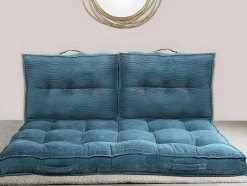 OZAIA Huistextiel-Palletkussen - 120 X 80 X 10 Cm - Ribfluweel - Blauw - Baila