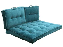 OZAIA Huistextiel-Palletkussen - 120 X 80 X 10 Cm - Ribfluweel - Blauw - Baila